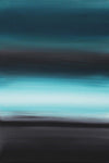 Vibrant abstract geometric painting with teal and black tones