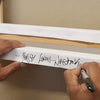 Rectangular abstract artwork | Handwritten artist name on white canvas