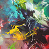 Abstract artwork featuring vibrant colors and dynamic brushstrokes