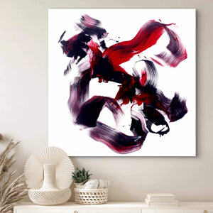 Vibrant abstract painting | Bold brushstrokes in red, purple, and black | Striking contemporary artwork | Stylish home decor | Paresh Nrshinga original abstract art