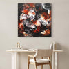 Vibrant abstract canvas artwork | Embers of Motion 100x100cm
This striking abstract painting features bold brushstrokes and a fiery color palette, creating a dynamic and captivating visual display. The artwork is displayed on a wall in a minimalist home office setting, complementing the neutral tones and wooden accents of the furniture.