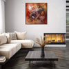 Expressionistic Abstract Painting | Vibrant Earthy Colors on Large Canvas Adorning Modern Living Room with Fireplace