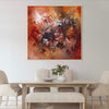Expressive abstract painting | Vibrant earthen hues, dynamic brushstrokes on large canvas create striking modern artwork for dining room