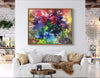 Multicolour Art | Tropical Garden 44x55" - A vibrant, abstract landscape painting showcasing a colorful blend of bold brushstrokes and lively hues, creating a captivating modern artwork suitable for home or office decor.