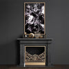 Monochrome Abstract Art | Fluid Motion 30x48"
Large abstract painting featuring a dynamic, flowing black and white composition on a dark background.