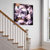 Extra Large Abstract Canvas Art | Chasing the Moon 48x48" | Vibrant Purple and Black Painting on Display in Stairwell