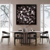 Expansive Abstract Artwork | Dramatic Monochrome Floral Painting | Elegant Dining Space