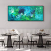 Extra Large Abstract Canvas Painting | My Fantasy 30x72" | Large Abstract Landscape Art | Modern Blue and Green Artwork