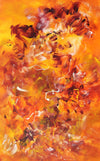 Original Abstract Painting | Vibrant Orange Flames 30x48"