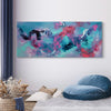 Extra Large Abstract Landscape Painting | Dreamcatcher 30x72" | Vibrant Teal and Red Floral Art | Paresh Nrshinga Abstract Art