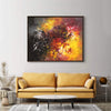 Vibrant Abstract Art | The Light 44x55"
Large abstract landscape painting with fiery orange, red, and yellow hues, creating a dynamic and energetic composition within a black frame.