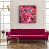 Vibrant Abstract Art | Modern Painting with Bold Hues of Red, Pink, and Blue on Canvas Displayed in Luxury Home Interior