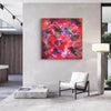 Vibrant Abstract Canvas Art | Captivating Blend of Red, Pink, and Blue Hues Adorns Modern Home Decor