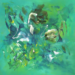 Earthy Canvas Art | Connexion de L'âme 100x100cm
This abstract square painting features a vibrant green color palette with dynamic brush strokes, creating a visually captivating and modern artwork.