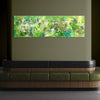 Vibrant Emerald Symphony - Captivating abstract landscape painting showcasing a lush, earthy color palette of greens, blues, and yellows on a large canvas wall art piece.