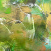 Large abstract artwork with bold brushstrokes in earthy tones of green, brown, and gold. Vibrant, textured landscape painting with dynamic, organic composition. Showcased in the Paresh Nrshinga Abstract Art collection, an affordable British art store offering original modern art.