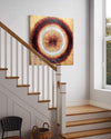 Textured abstract artwork, Precious Things, on display in modern stairway