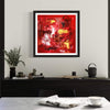 "Careless Love" Signed Edition Abstract Art Print - Vibrant Red and Yellow Artwork on Display