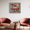 "Golden Paradise" Signed Edition Art Print - Original Abstract Artwork by Paresh Nrshinga, Displayed in Living Room with Modern Furnishings