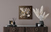 Flowing Abstract Art in Dark Frame - Minimalist Modern Wall Decor with Feathery Floral Vase