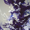 Abstract art with dark blue and white brush strokes on a light gray background