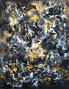 Pollock Inspired Art | Dance Of Lights 100x130cm - Abstract portrait featuring vibrant swirls of earthy colors and bold brushstrokes, creating a dynamic and captivating visual experience.