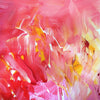 Red Abstraction | Vibrant brushstrokes of warm pink, orange, and yellow hues create a captivating abstract artwork on canvas.