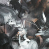 Chromatic Symphony 100x130cm - Captivating abstract art with dynamic brushstrokes in shades of black, white, and copper.