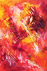 Vibrant abstract painting showcasing a dynamic blend of fiery hues. Striking splashes of orange, red, and yellow create a captivating, energetic composition. Bold, expressive brushstrokes convey a sense of movement and passion. This large-scale abstract artwork would make a stunning centerpiece for any modern, contemporary space.