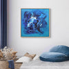 Vibrant Blue Wall Art | Emotions 100x100cm
Abstract square canvas painting featuring dynamic blue and white brushstrokes, evoking a sense of movement and emotion. Displayed in a modern living room setting.