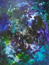 Vibrant Abstract Floral | Captivating Palette of Blues, Greens, and Purples on Canvas