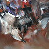 Vibrant abstract painting with bold brushstrokes in earthy tones of brown, red, and black, showcasing Paresh Nrshinga's distinctive modern art style.