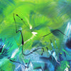 Vibrant Aqua Dreamscape | Striking abstract landscape painting with dynamic brushstrokes in shades of green, blue, and black on canvas.