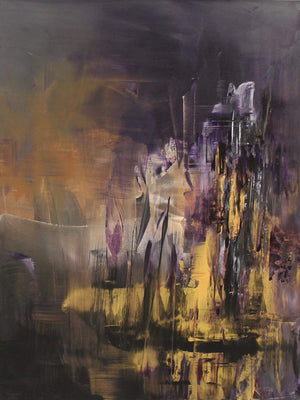 Dramatic Abstract Landscape | Earthy Tones, Bold Brushstrokes in Large Canvas Painting