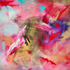 Large abstract canvas art with vibrant, earthy tones and dynamic brushstrokes. Bold red, green, and purple hues create a captivating modern painting.
