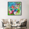 Vibrant Abstract Art | Floral Burst in Teal, Green, and Red
Large abstract canvas artwork featuring a dynamic, colorful floral-inspired composition with bold brushstrokes and an earthy color palette of teal, green, and red. The abstract painting is displayed on a white wall in a modern living room setting with neutral-toned furniture.
