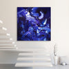 Vibrant Abstract Blue Canvas Painting | Dramatic swirls and flowing forms in shades of blue and white decorate this captivating large-scale abstract artwork.