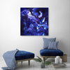 Abstract Blue Canvas Painting | Vibrant Swirls of Blue and White | Modern Art Decor