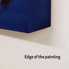 Vibrant blue abstract painting with crisp edges and modern design