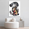 Expressive abstract painting with dramatic brushstrokes and vibrant colors depicting a dynamic, captivating composition.