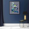 Expressionist Abstract Artwork | Vibrant Brushstrokes in Blue, Green, and White