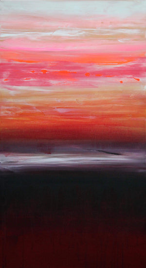 Vibrant Abstract Sunset | Geometric Painting of Caramel Dunes at Twilight
