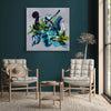 Vibrant abstract painting | Emerald Echoes 100x100cm - Earthy tones, modern art, large canvas artwork for living room or office decor