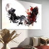 Gestural Painting | Discovering Tomorrow - Vibrant abstract landscape painting with bold brushstrokes and warm color tones displayed on a wall in a modern living space.