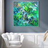 Vibrant Abstract Art | Birds of Paradise 100x100cm
Colorful abstract painting featuring lush green, blue, and yellow brush strokes creating a dynamic, nature-inspired artwork suitable for modern home or office decor.