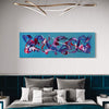 Teal Abstract Art with Vibrant Brushstrokes | Large Canvas Painting for Modern Home Decor