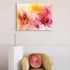 Vibrant Abstract Painting | Floral Fusion 28x38" - This large abstract landscape painting features a striking blend of warm hues, including shades of pink, yellow, and orange, creating a captivating and modern artwork for your home or office decor.