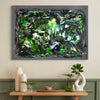 Vibrant Abstract Painting | Emerald Veil 34x48" | Modern Taupe Green Art