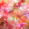 Vibrant abstract art piece with bold brushstrokes of red, orange, and pink hues, creating a dynamic and energetic composition. Captivating large-scale abstract painting evoking a sense of warmth and movement.