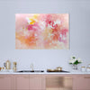 Abstract floral artwork | Vibrant pink and yellow flowers on canvas | Large modern art painting for contemporary kitchen
